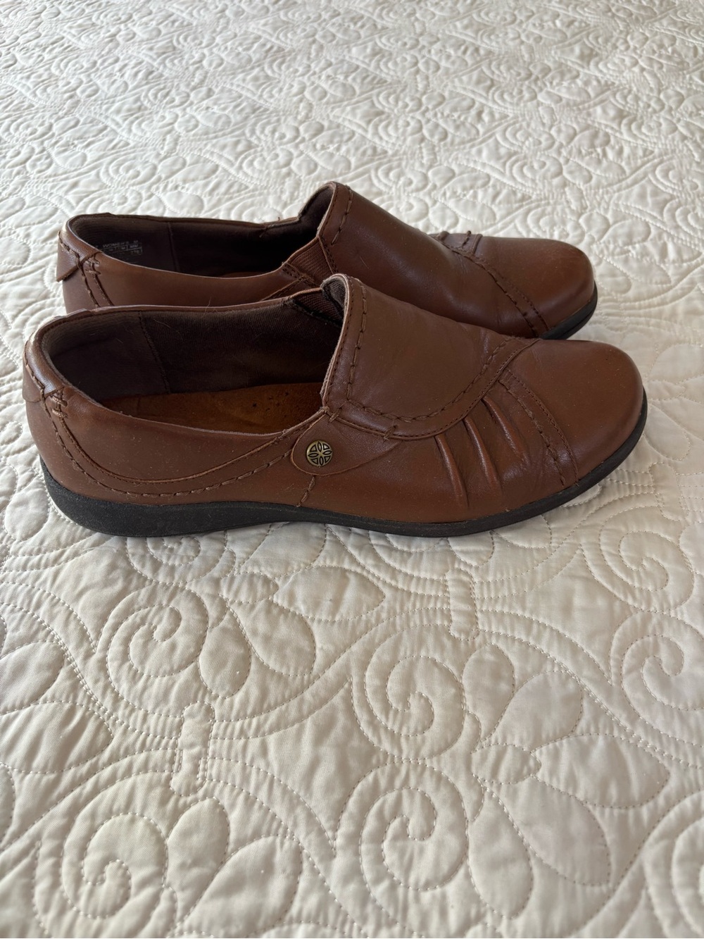 Rockport Women's Brown Leather Daisey Monk Loafers